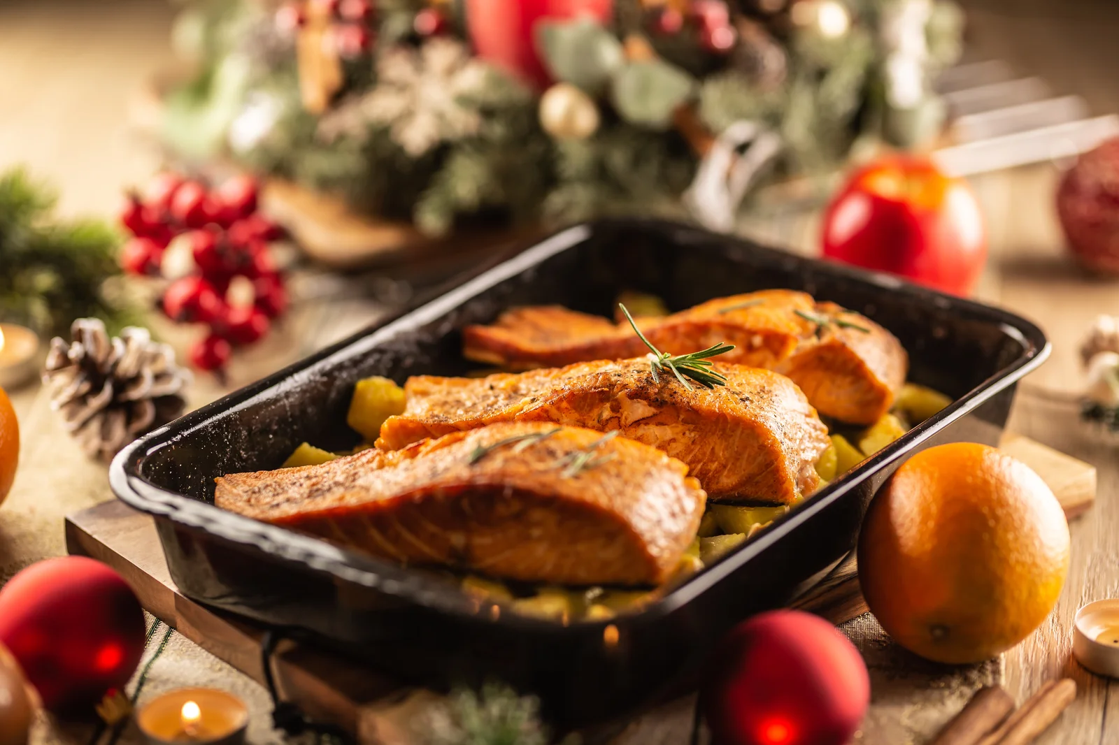 RezeptIdee für Weihnachten Gebratener Lachs aus dem Ofen